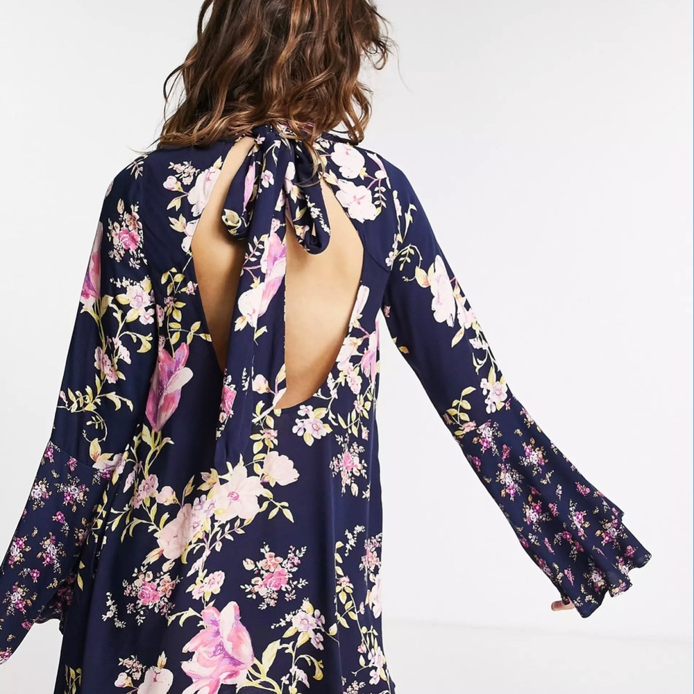 Free People tate floral print mock neck bell tunic